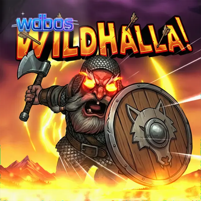 Tampilan visual slot Wildhalla dengan latar belakang kapal Viking dan simbol-simbol mitologi Nordik.