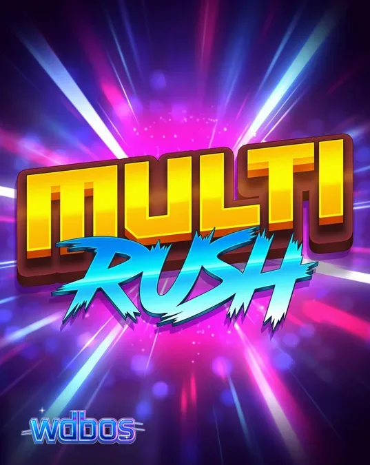 Tampilan visual slot Multi Rush dengan tema neon dan buah-buahan retro